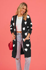 BEAUTIFUL I AM Heart Graphic Open Front Cardigan with Pockets