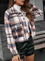 BEAUTIFUL I AM Plaid Collared Neck Button Down Jacket