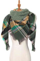 BEAUTIFUL I AM Plaid Raw Hem Polyester Scarf