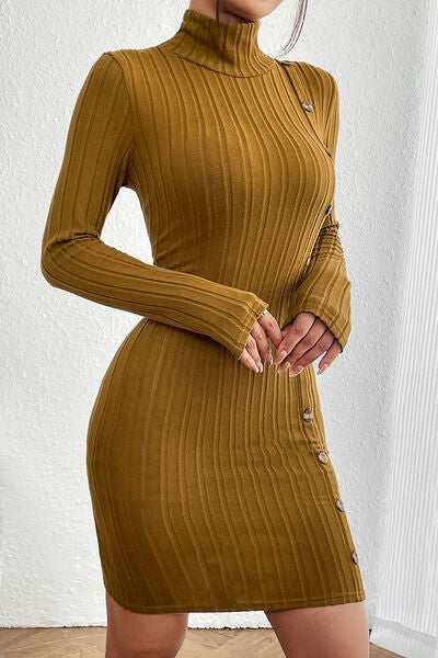 BEAUTIFUL I AM Turtleneck Long Sleeve Mini Dress