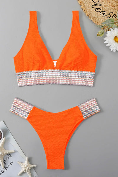 BEAUTIFUL I AM Contrast Textured High Cut Swim Set