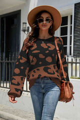 BEAUTIFUL I AM Leopard Drop Shoulder Sweater