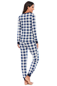 BEAUTIFUL I AM Plaid Round Neck Top Sleep Wear Set