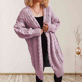 BEAUTIFUL I AM Cable-Knit Open Front Dropped Shoulder Cardigan