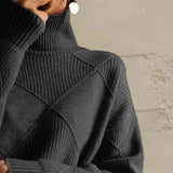 BEAUTIFUL I AM Geometric Turtleneck Long Sleeve Sweater