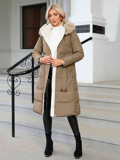 BEAUTIFUL I AM Longline Hooded Winter Coat Jacket with Pockets