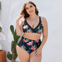 BEAUTIFUL I AM Plus Size Floral High Waist Two-Piece Swim Set