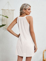 BEAUTIFUL I AM Eyelet Grecian Neck Mini Dress