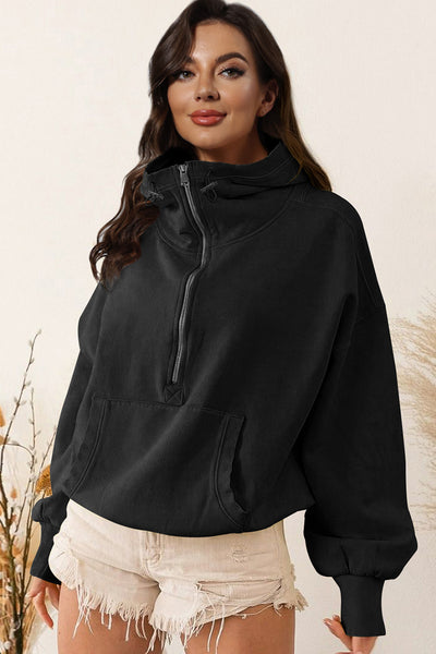 BEAUTIFUL I AM Zip-Up Dropped Shoulder Hoodie