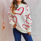 BEAUTIFUL I AM Heart Pattern Long Sleeve Sweater