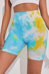 BEAUTIFUL I AM Tie-Dye Wide Waistband Sports Shorts Active Wear