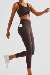 BEAUTIFUL I AM Wide Waistband Sports Leggings with Pockets Active Wear