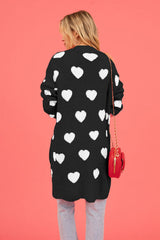 BEAUTIFUL I AM Heart Graphic Open Front Cardigan with Pockets