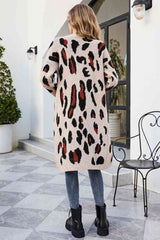 BEAUTIFUL I AM Leopard Open Front Cardigan with Pockets