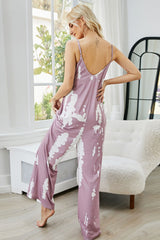 BEAUTIFUL I AM Tie-Dye Spaghetti Strap Pants Jumpsuit with Pockets