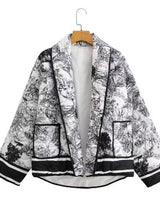 BEAUTIFUL I AM Printed Long Sleeve Winter Jacket Coat with Pockets