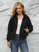 BEAUTIFUL I AM Zip Up Collared Neck Long Sleeve Jacket