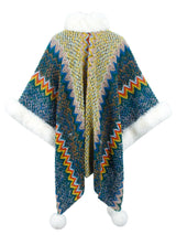 BEAUTIFUL I AM Color Block Open Front Poncho