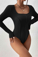 BEAUTIFUL I AM Scoop Neck Long Sleeve Lingerie Bodysuit