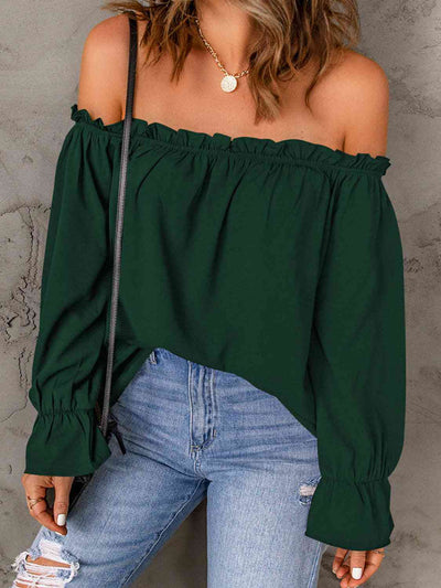 BEAUTIFUL I AM Off-Shoulder Flounce Sleeve Blouse Shirt