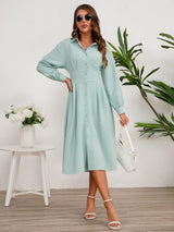 BEAUTIFUL I AM Long Sleeve Midi Shirt Dress