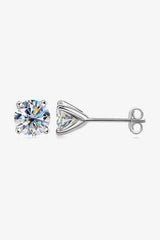 BEAUTIFUL I AM 925 Sterling Silver 1 Carat Moissanite Jewelry 4-Prong Stud Earrings