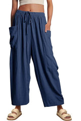 BEAUTIFUL I AM Drawstring Pocketed Wide Leg Pants