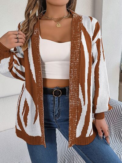 BEAUTIFUL I AM Open Front Animal Print Cardigan