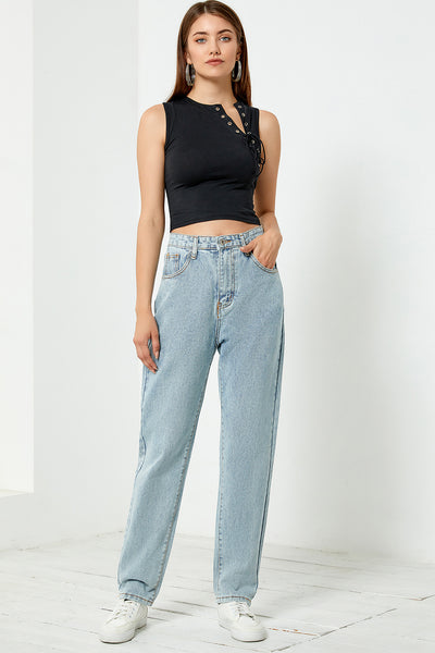 BEAUTIFUL I AM High Waist Straight Leg Jeans