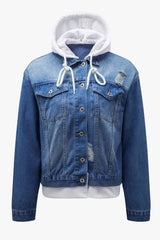 BEAUTIFUL I AM Distressed Hooded Denim Jacket