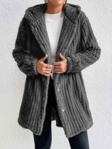 BEAUTIFUL I AM Button Down Hooded Jacket Coat