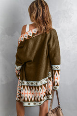 BEAUTIFUL I AM Geometric Open Front Long Sleeve Cardigan