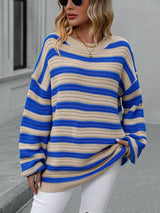 BEAUTIFUL I AM Striped Dropped Shoulder Sweater