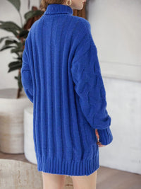 BEAUTIFUL I AM Cable-Knit Turtleneck Sweater Dress