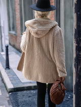 BEAUTIFUL I AM Open Front Ribbed Hooded Jacket Coat