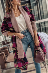 BEAUTIFUL I AM Plaid Open Front Long Sleeve Cardigan