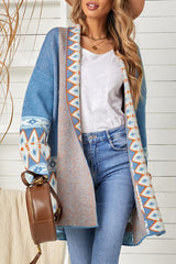 BEAUTIFUL I AM Geometric Open Front Long Sleeve Cardigan