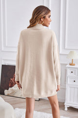 BEAUTIFUL I AM Exposed Seam Mock Neck Slit Sweater