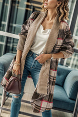 BEAUTIFUL I AM Plaid Open Front Long Sleeve Cardigan