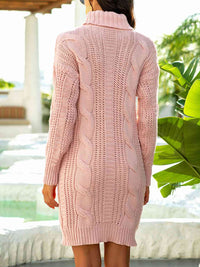 BEAUTIFUL I AM Turtleneck Ribbed Sweater Dress