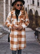 BEAUTIFUL I AM Plaid Collared Neck Button Down Jacket Coat