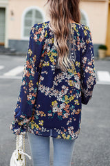 BEAUTIFUL I AM Floral Print Flounce Sleeve Blouse Shirt