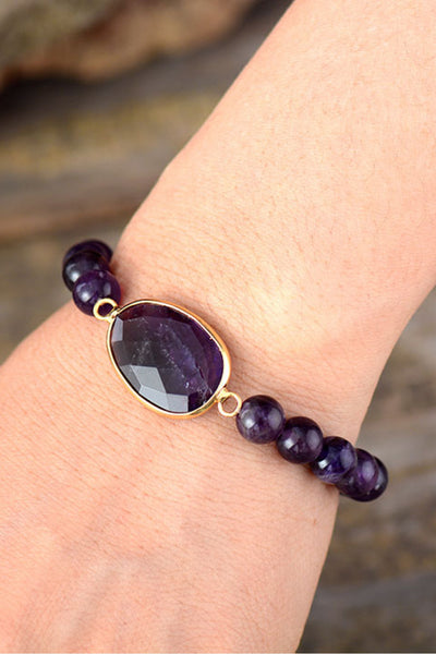 BEAUTIFUL I AM Handmade Amethyst Beaded Bracelet Jewelry