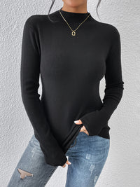 BEAUTIFUL I AM Mock Neck Long Sleeve Knit Top Shirt