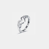 BEAUTIFUL I AM Hand Heart Shape 925 Sterling Silver Jewelry Open Ring