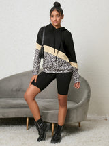 BEAUTIFUL I AM Leopard Color Block Hoodie