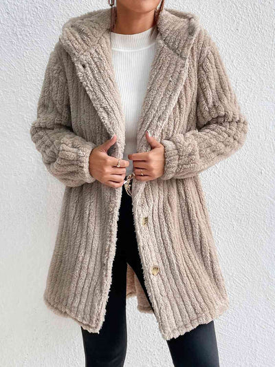 BEAUTIFUL I AM Button Down Hooded Jacket Coat