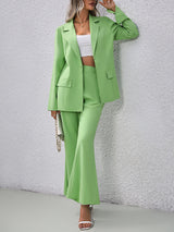 BEAUTIFUL I AM Long Sleeve Blazer and Flare Pants Set