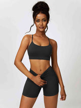 BEAUTIFUL I AM Sport Bra and Wide Waistband Shorts Active Wear Set