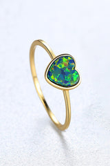 BEAUTIFUL I AM Opal Heart Jewelry 925 Sterling Silver Ring